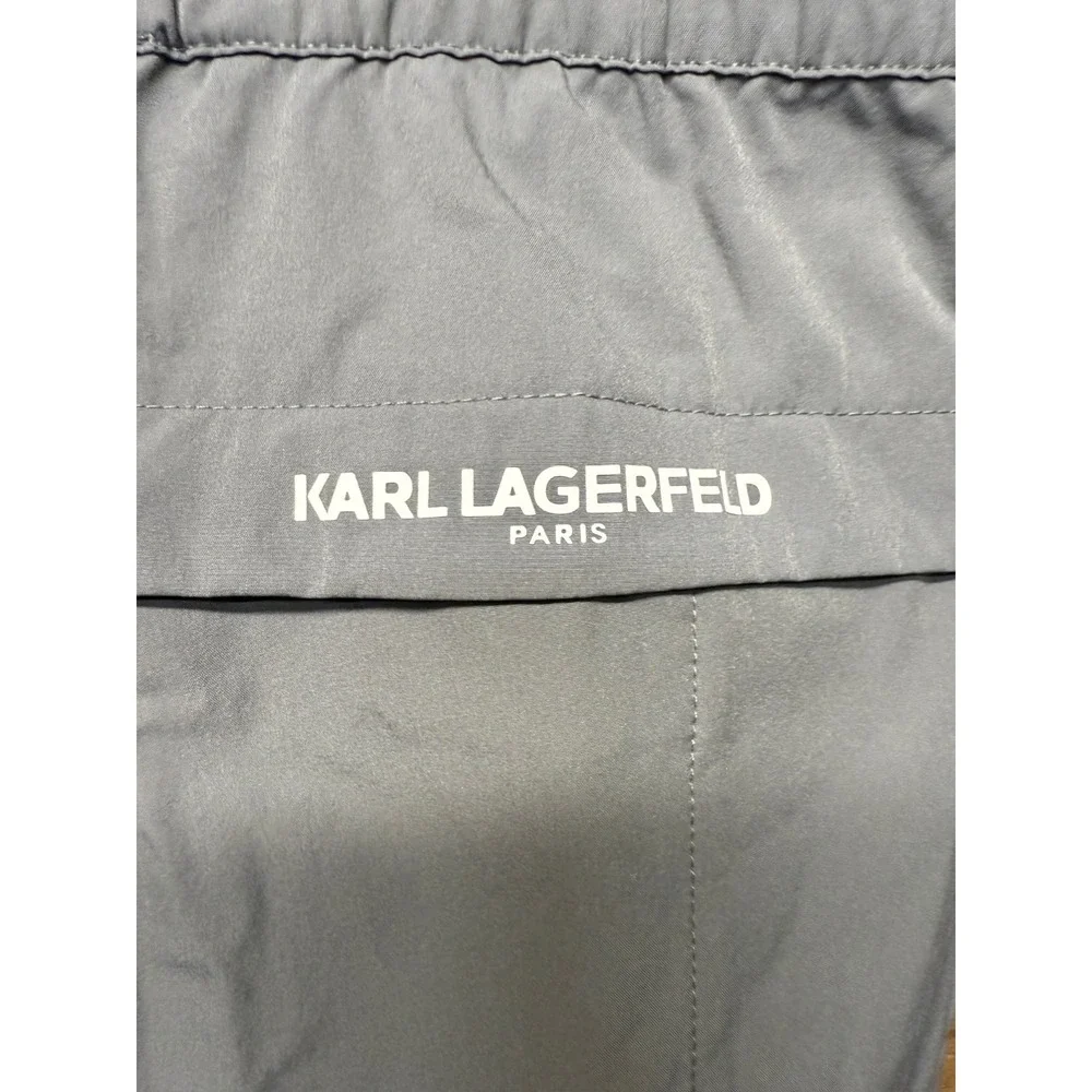 Karl Lagerfeld Cargo Short Men Large Gray Nylon Stretch Drawstring Waist Pockets
